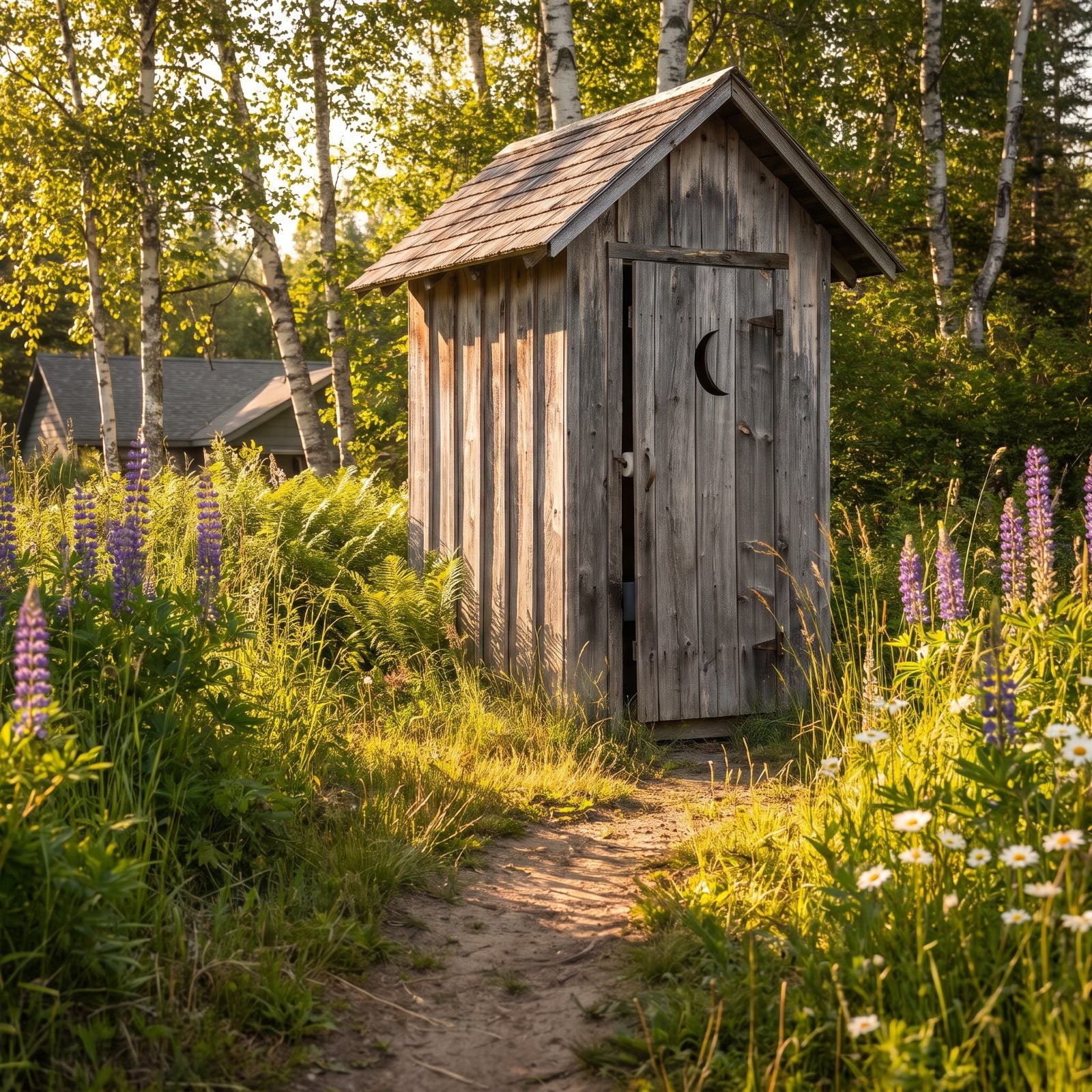 An Outhouse Down a Worn Dirt Path