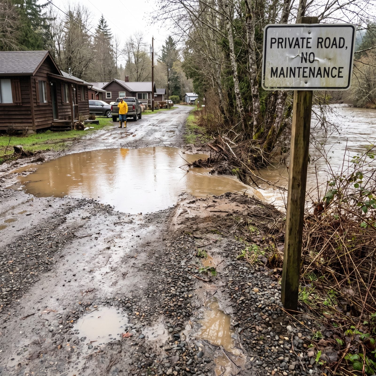 Overlooking a Flood-Prone or Privately Maintained Access Road