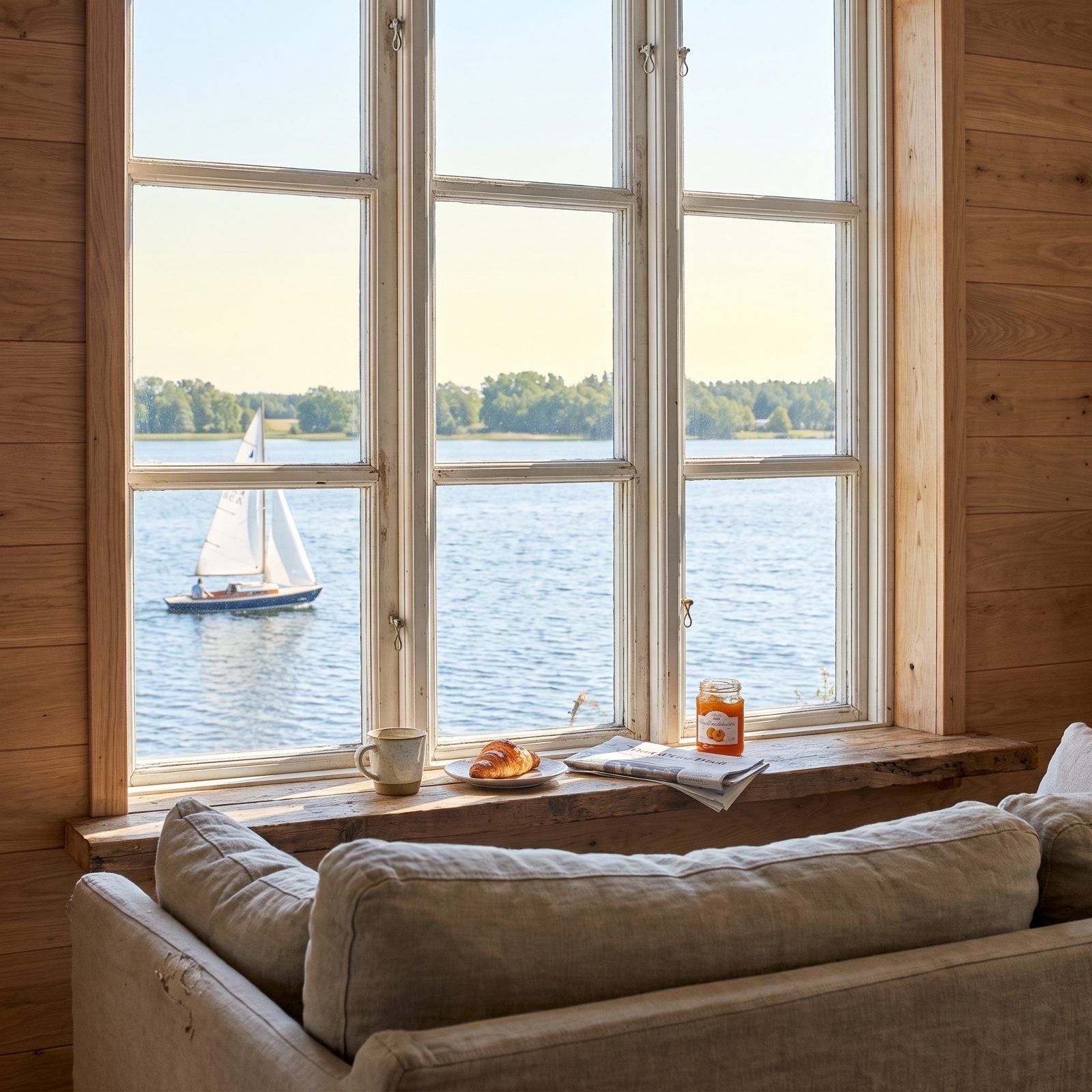 A Passing Boat Mid-Breakfast Becomes Part of the Show