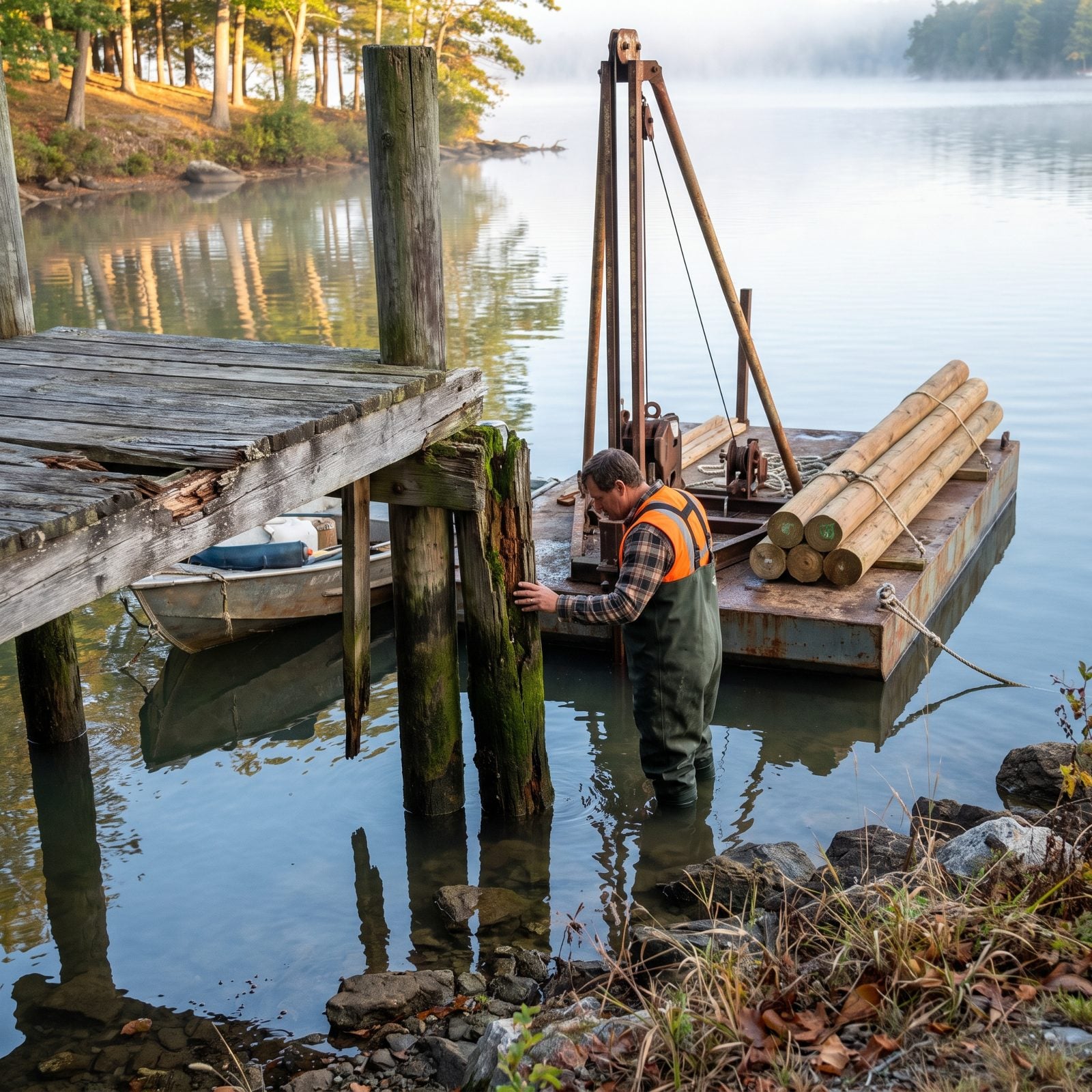 Pile Replacement Beneath an Aging Dock
