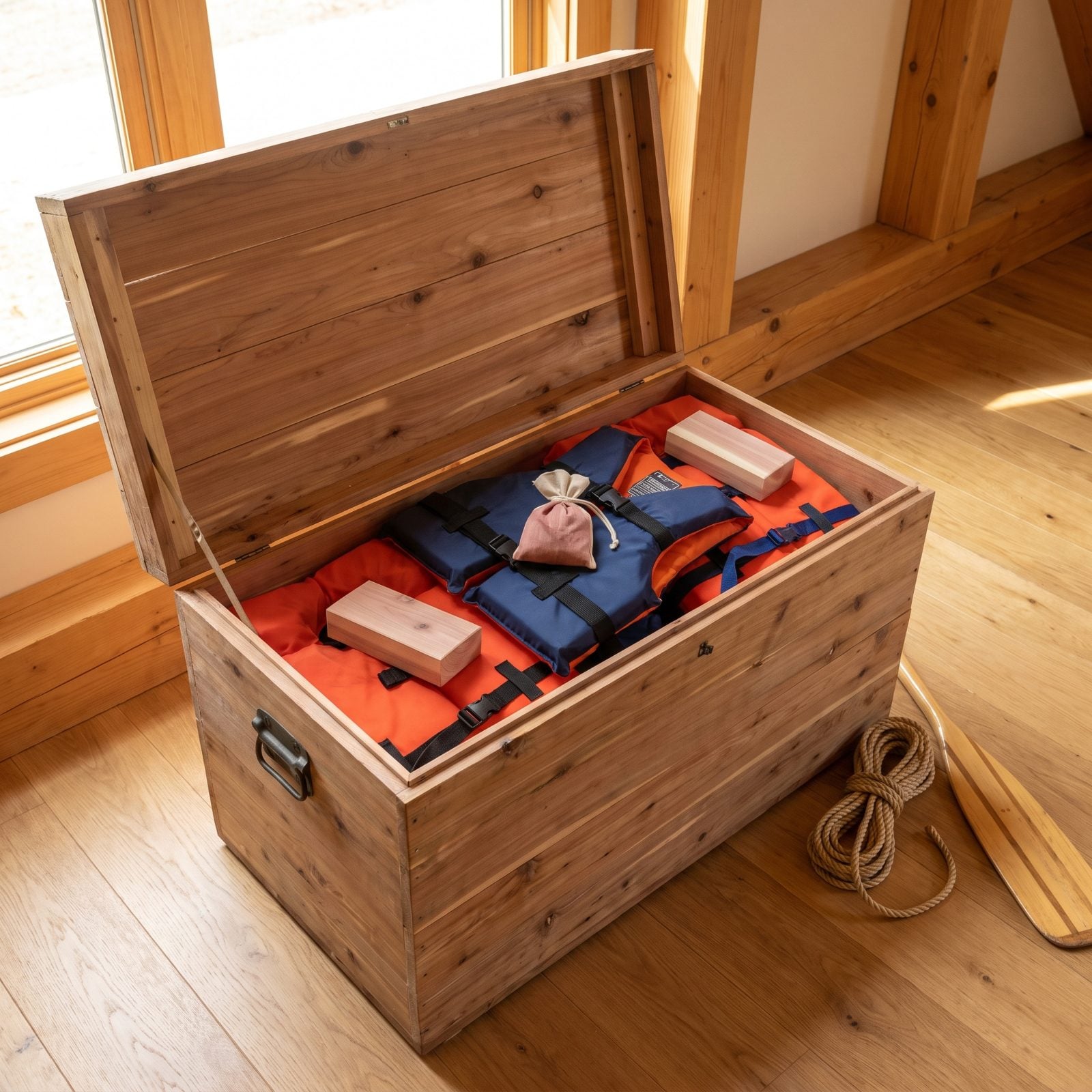 Place Cedar Blocks Inside Life Jacket Storage