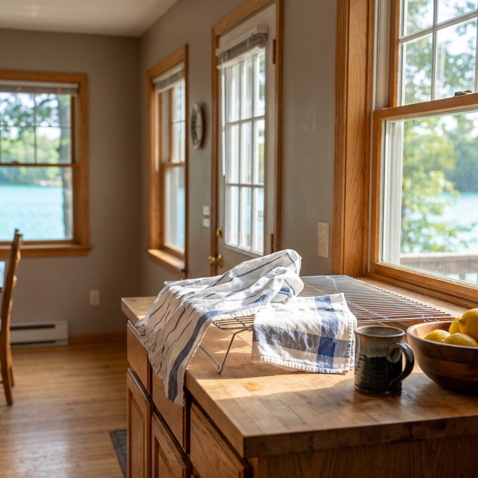 Place a Cooling Rack Under Damp Dishcloths