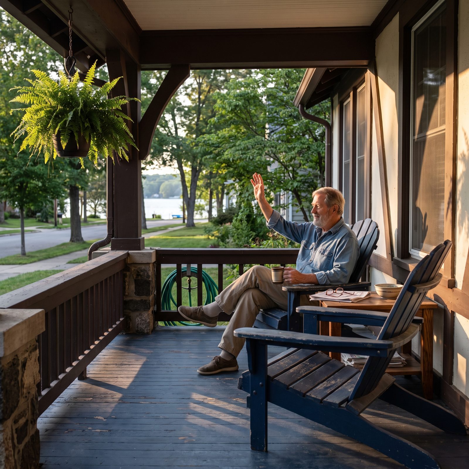 A Porch Chair Facing the Sidewalk Instead of the House