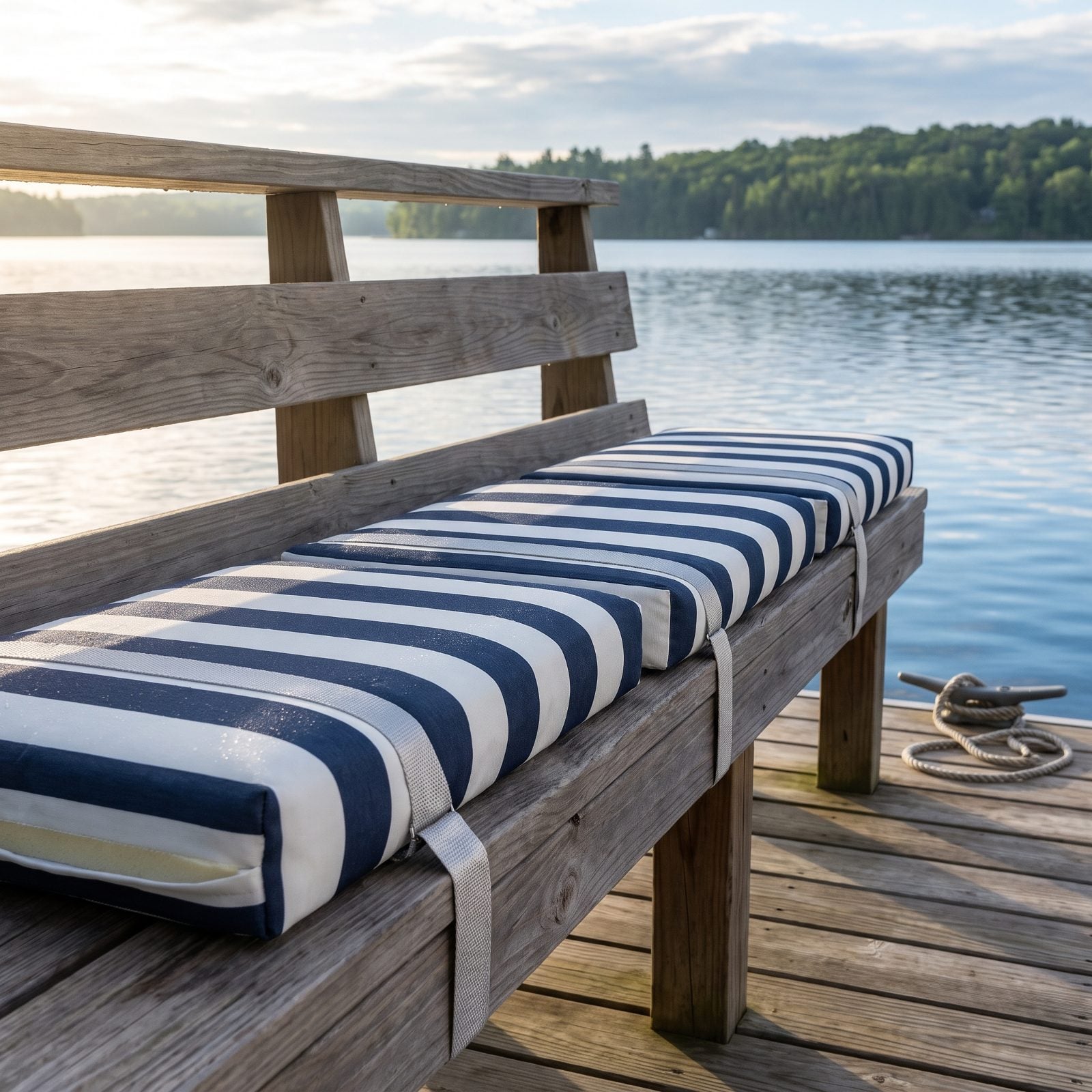 Quick-Dry Bench Cushions With Tie-Down Straps