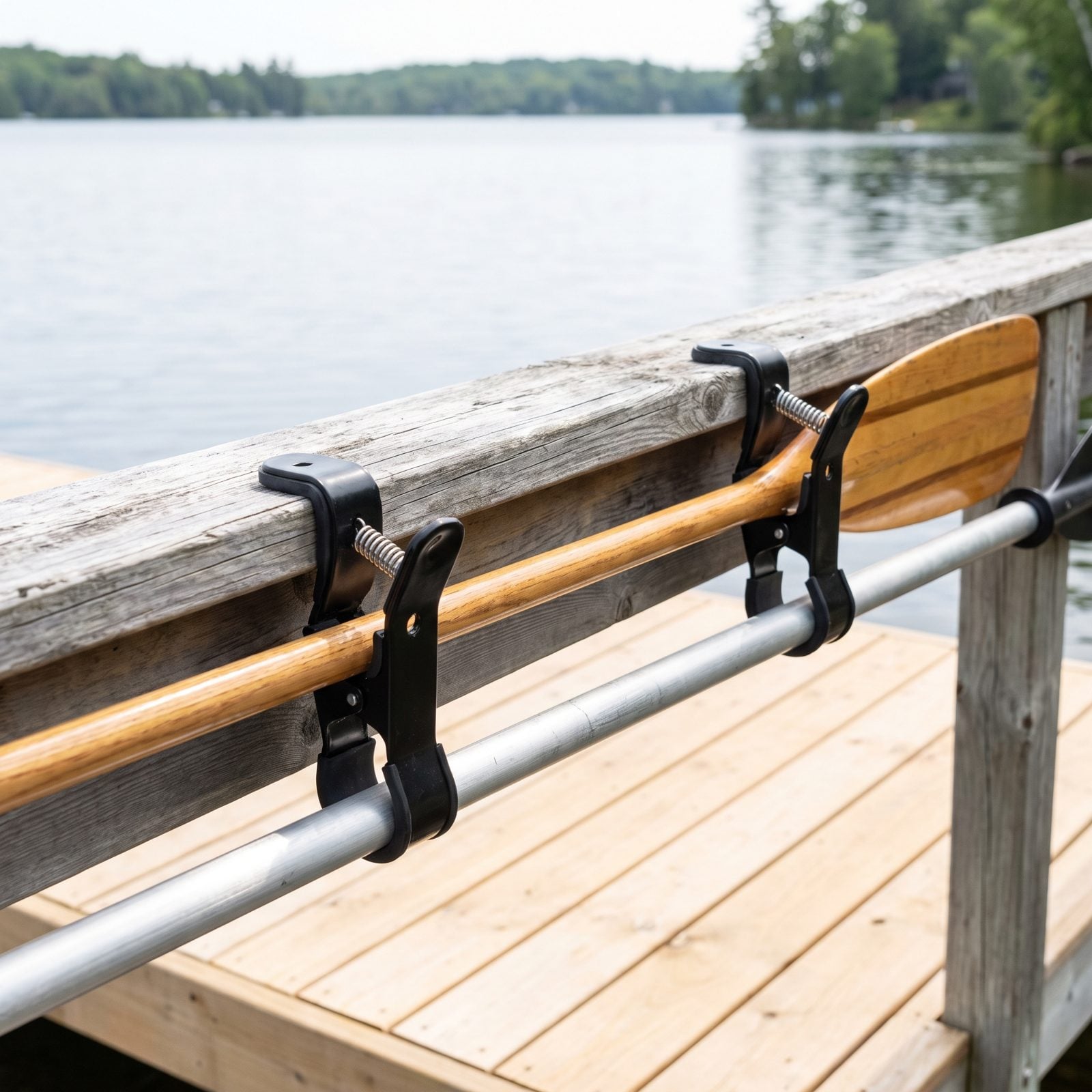 Rail-Mounted Clips That Keep Paddles Off the Deck