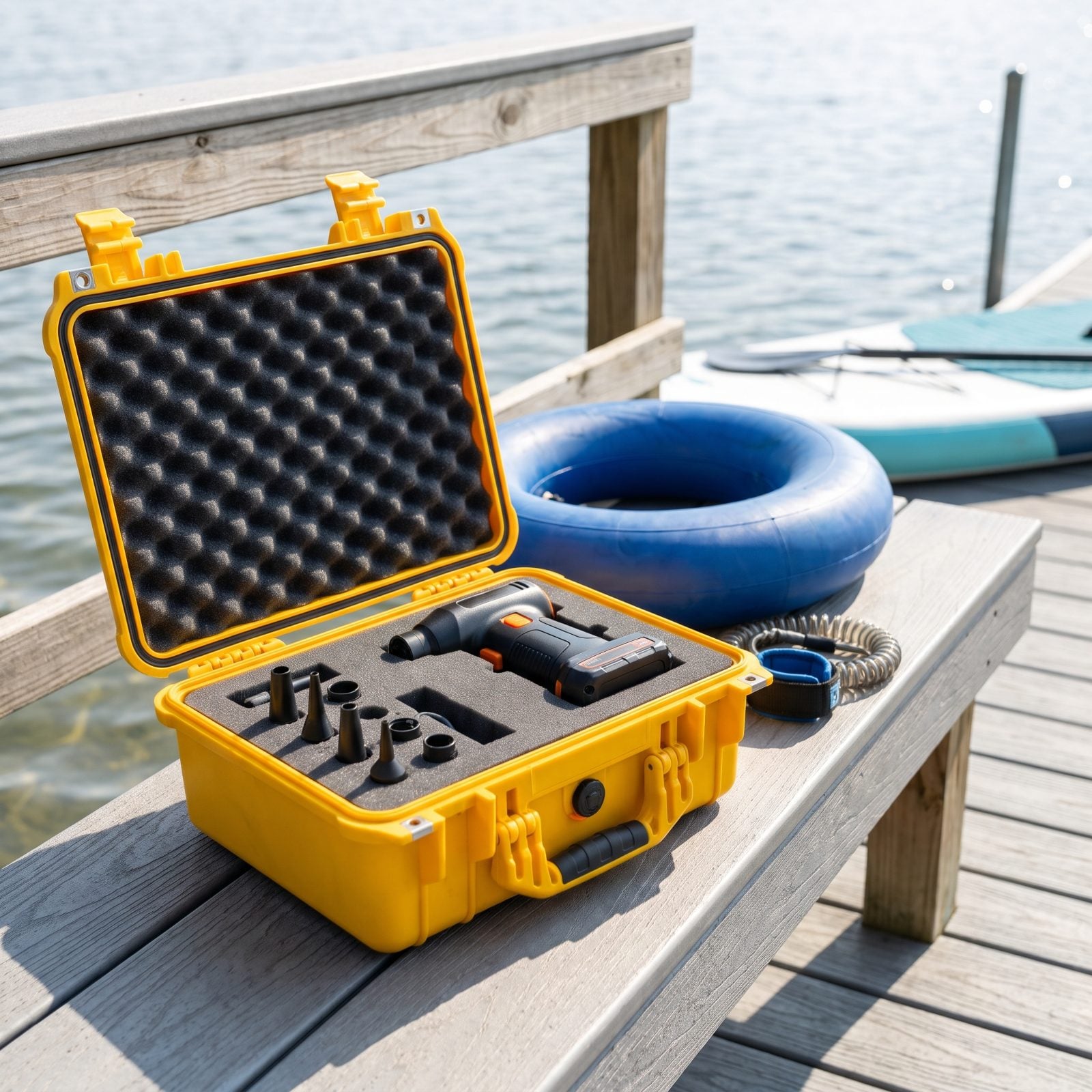 A Rechargeable Inflation Pump in a Splashproof Case