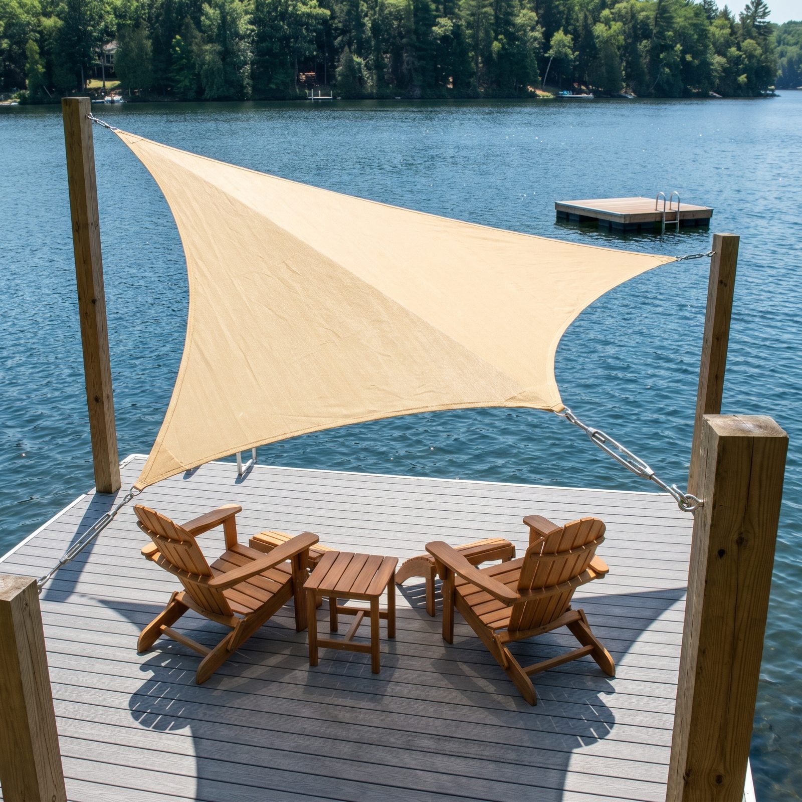A Removable Shade Sail Over the Main Seating Area