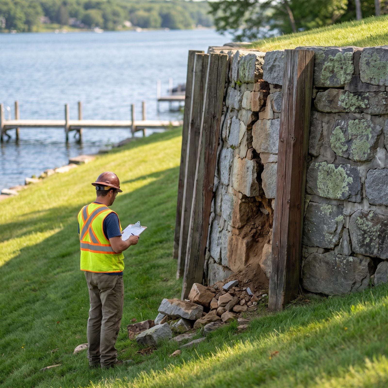 Retaining-Wall Repairs on Steep Waterfront Lots