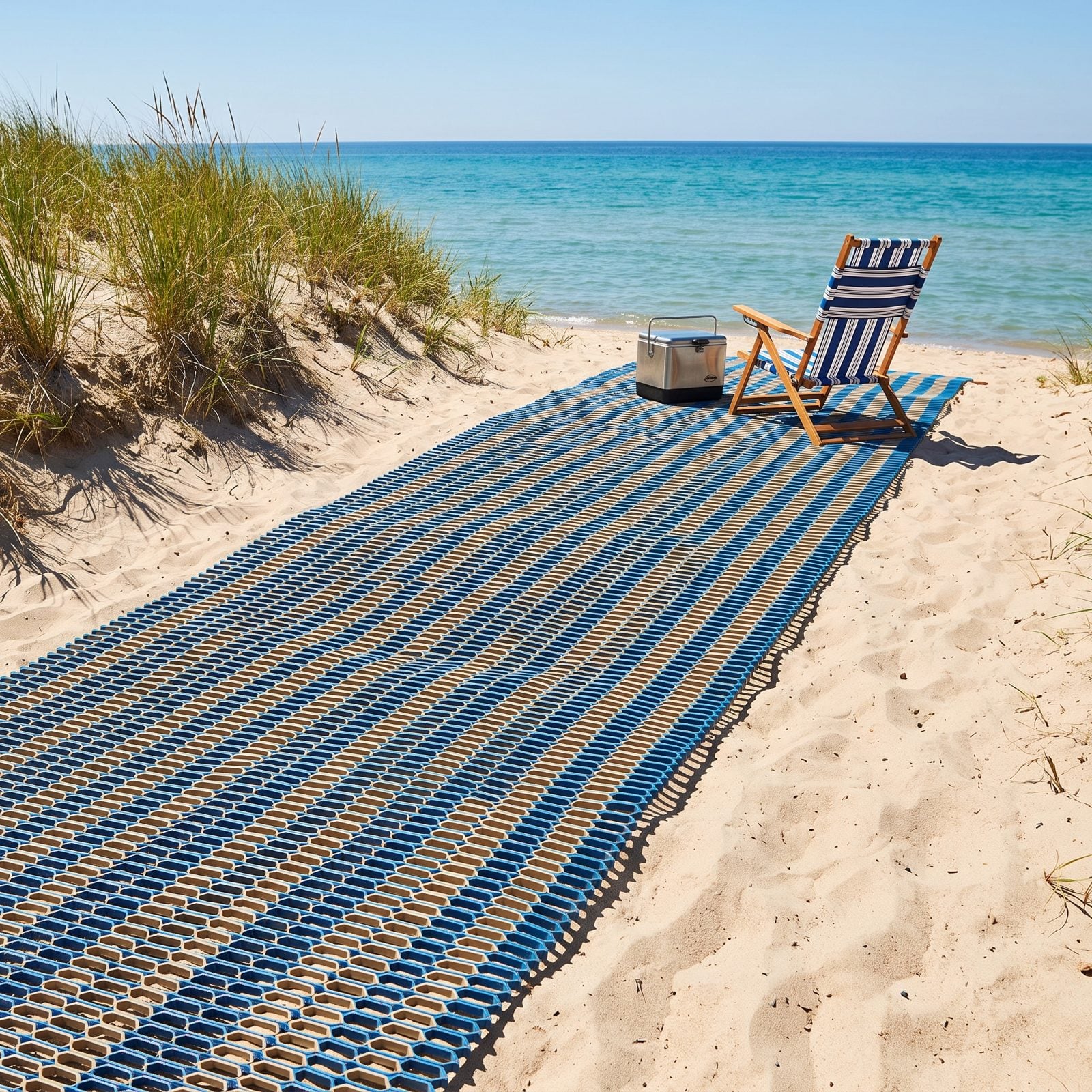 A Rollout Beach-Access Mat for Sand, Gravel, or Soft Ground