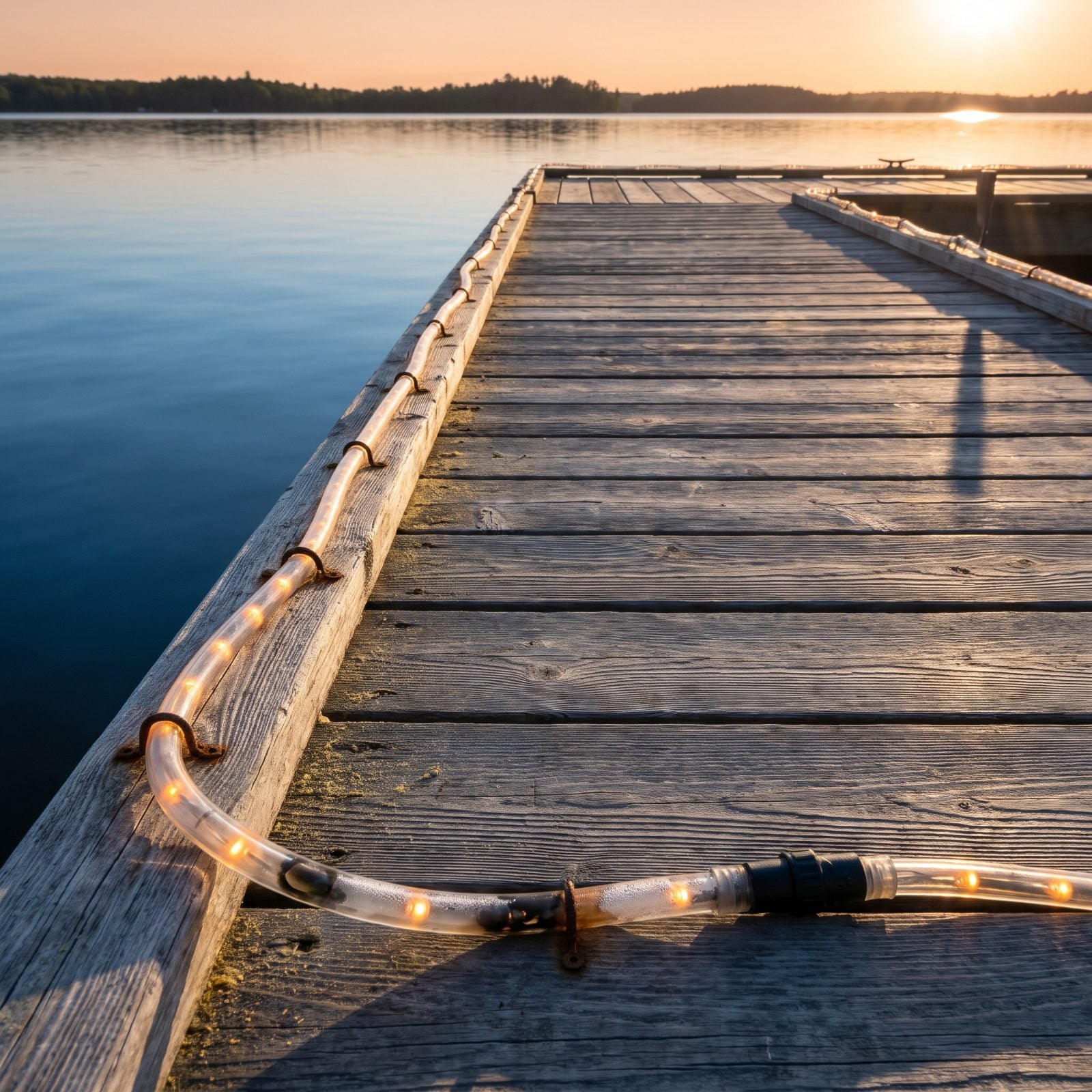 Rope Lighting Along the Dock That Dies One Bulb at a Time