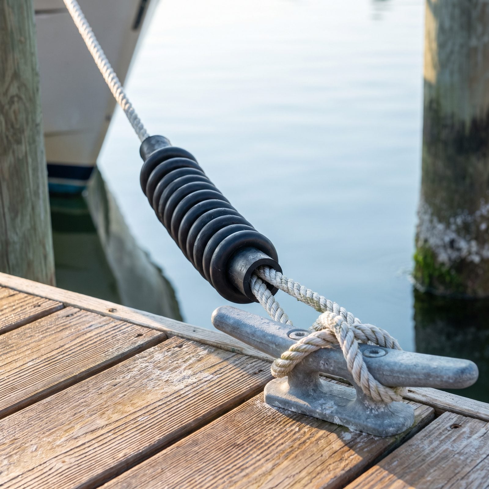 Rubber Dock-Line Snubbers That Soften Sudden Pulls