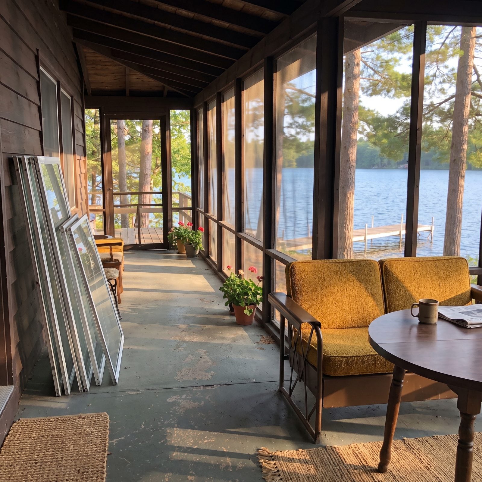 A Screened Porch With Removable Storm Panels