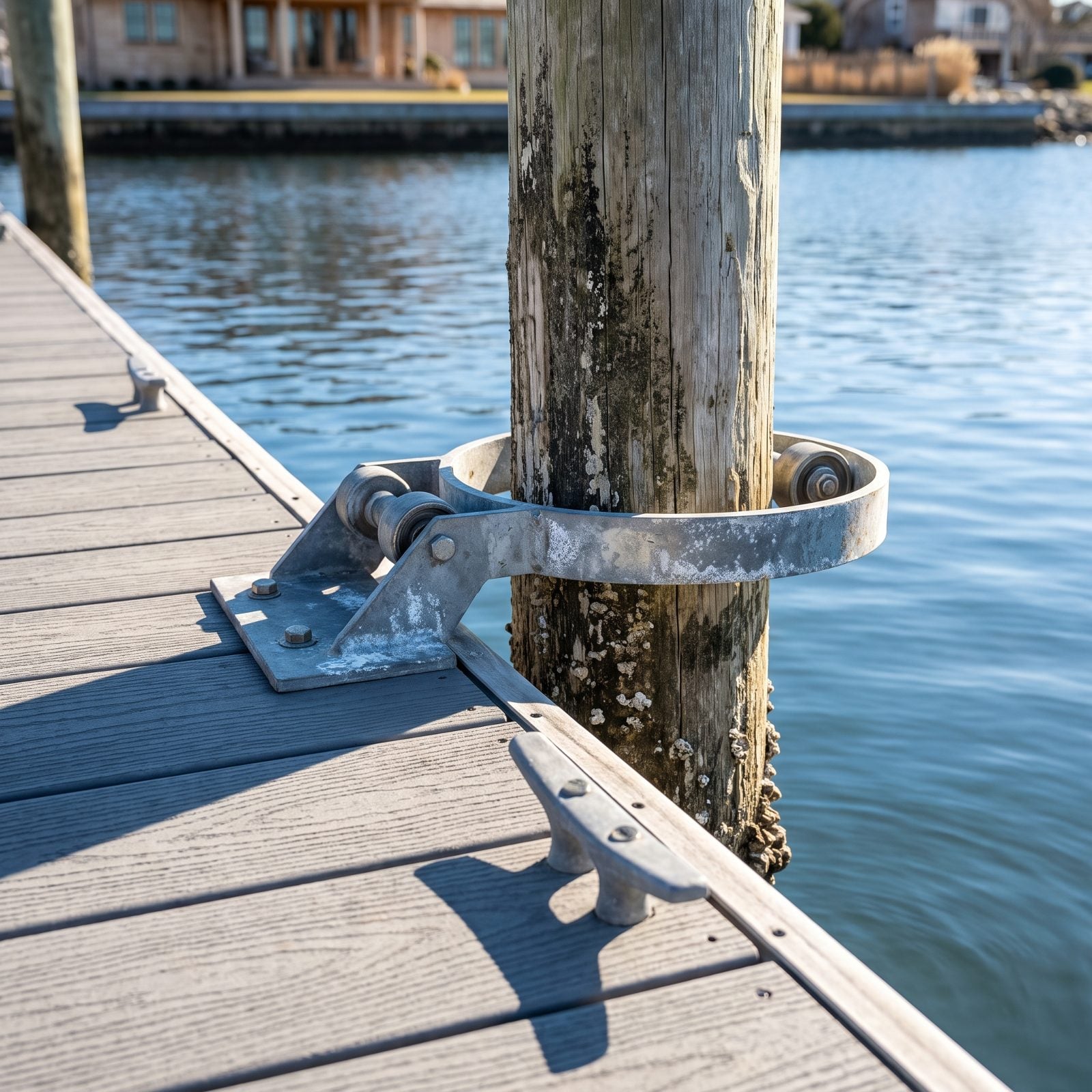 Sliding Pile Hoops That Let a Dock Rise and Fall