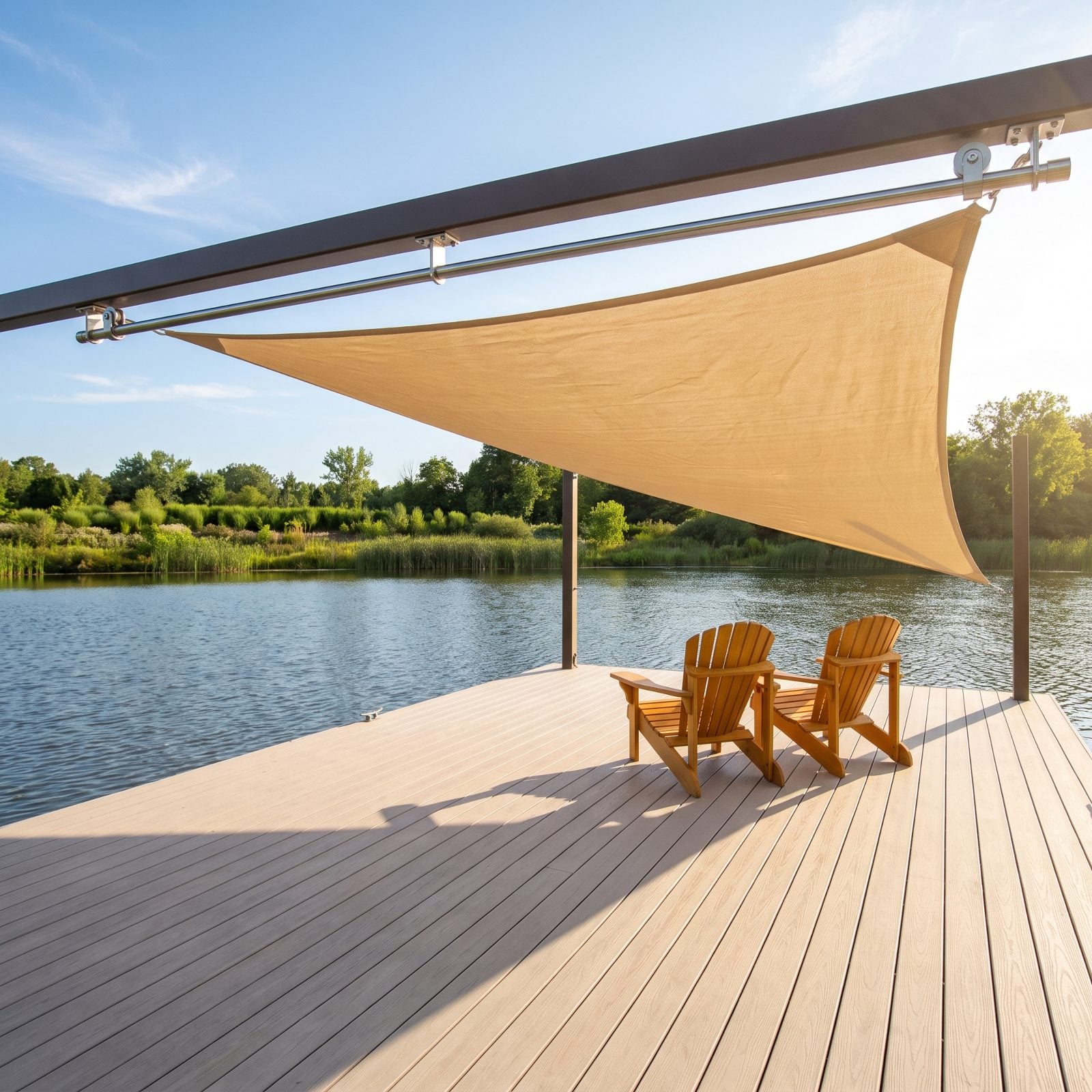 A Sliding Shade-Sail Track That Follows the Afternoon Sun