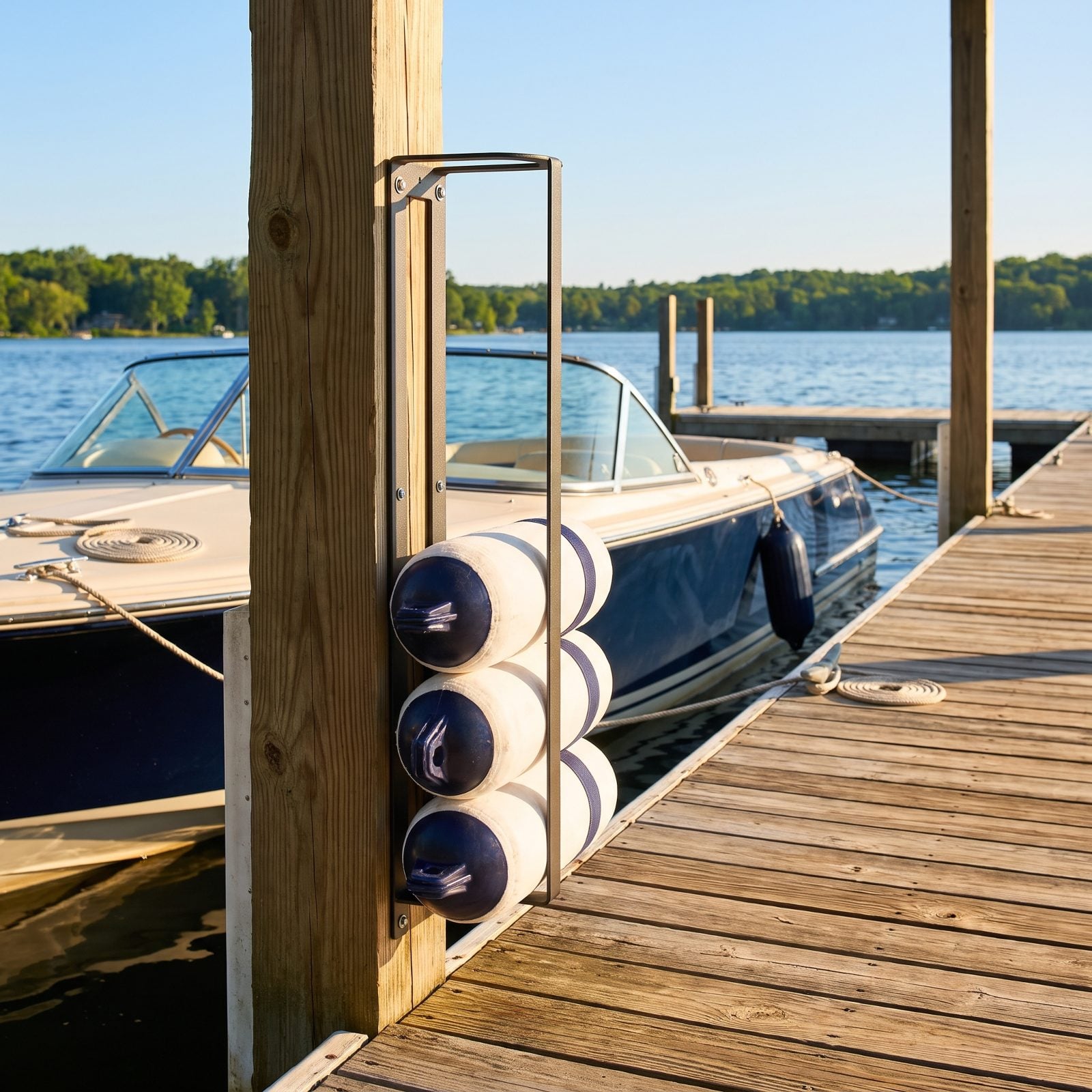 A Slim Fender Rack Beside the Boat Slip