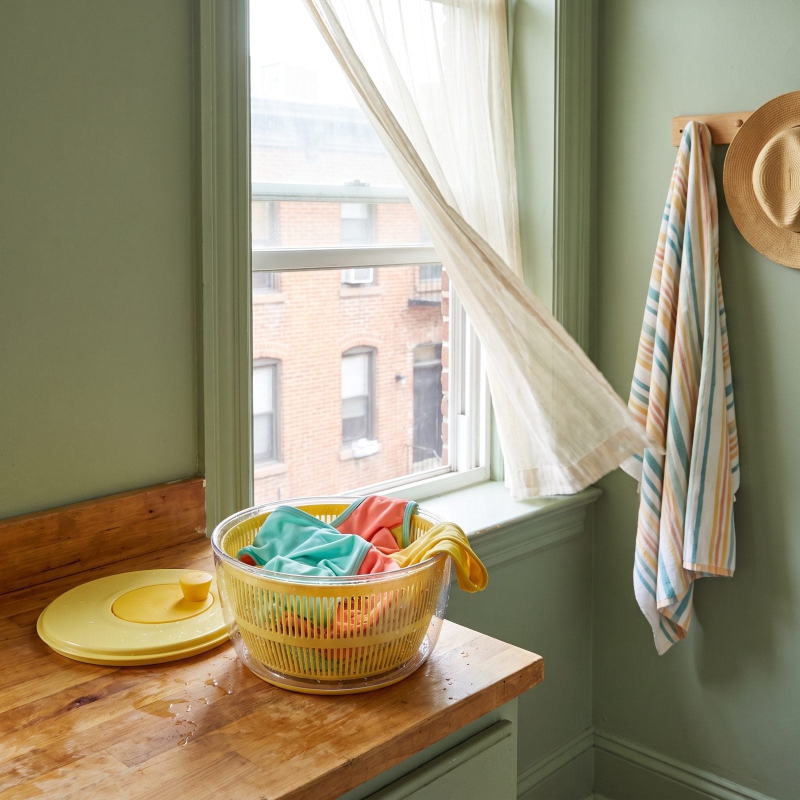 Spin Soaked Swimsuits in a Salad Spinner