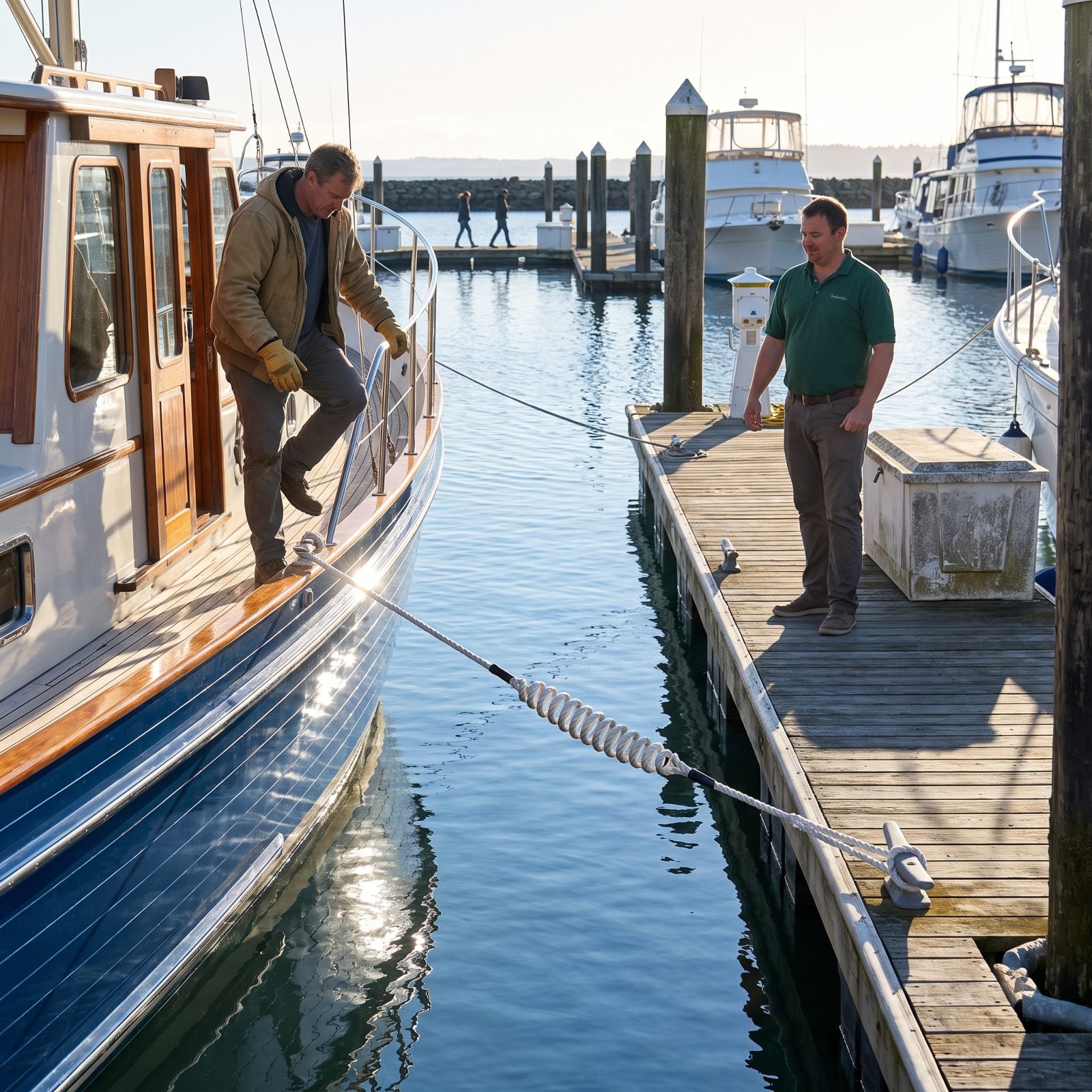 A Spring Line Is Rigged Before the Boat Reaches the Slip