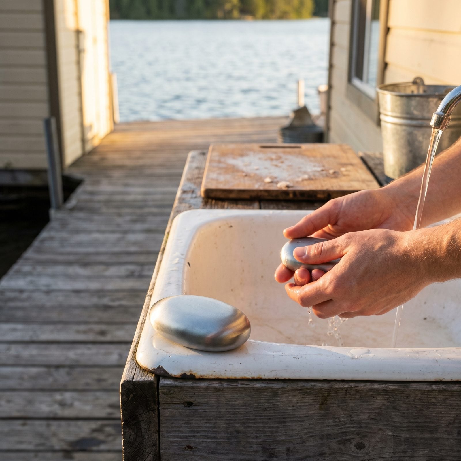 A Stainless-Steel Soap Bar for Removing Fish Odor