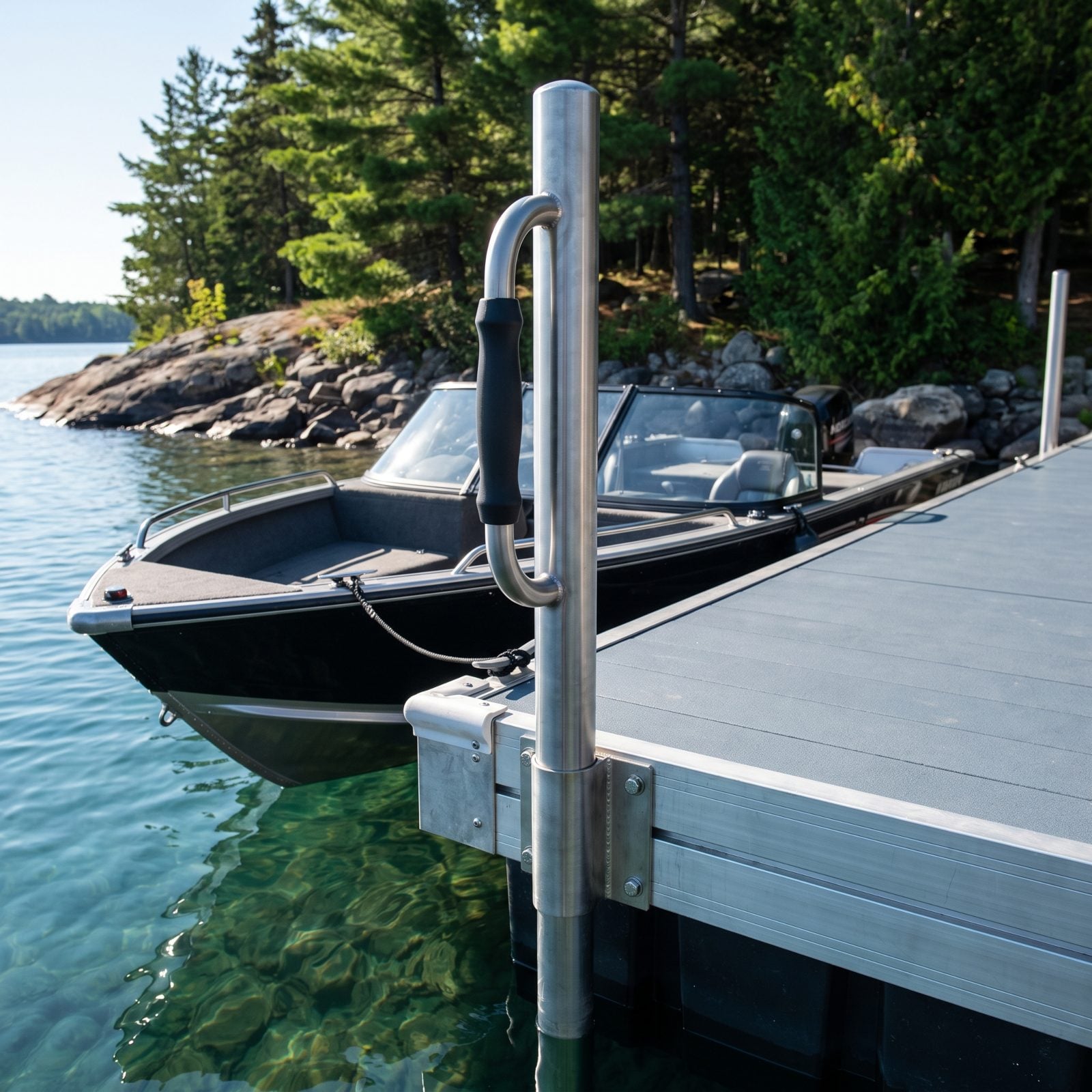A Tall Boarding Grab Post at the Boat Entry Point