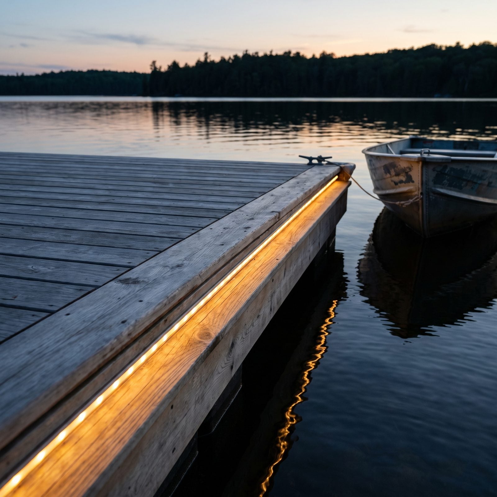 Toe-Level Amber Lights That Reveal the Dock Edge Without Glare