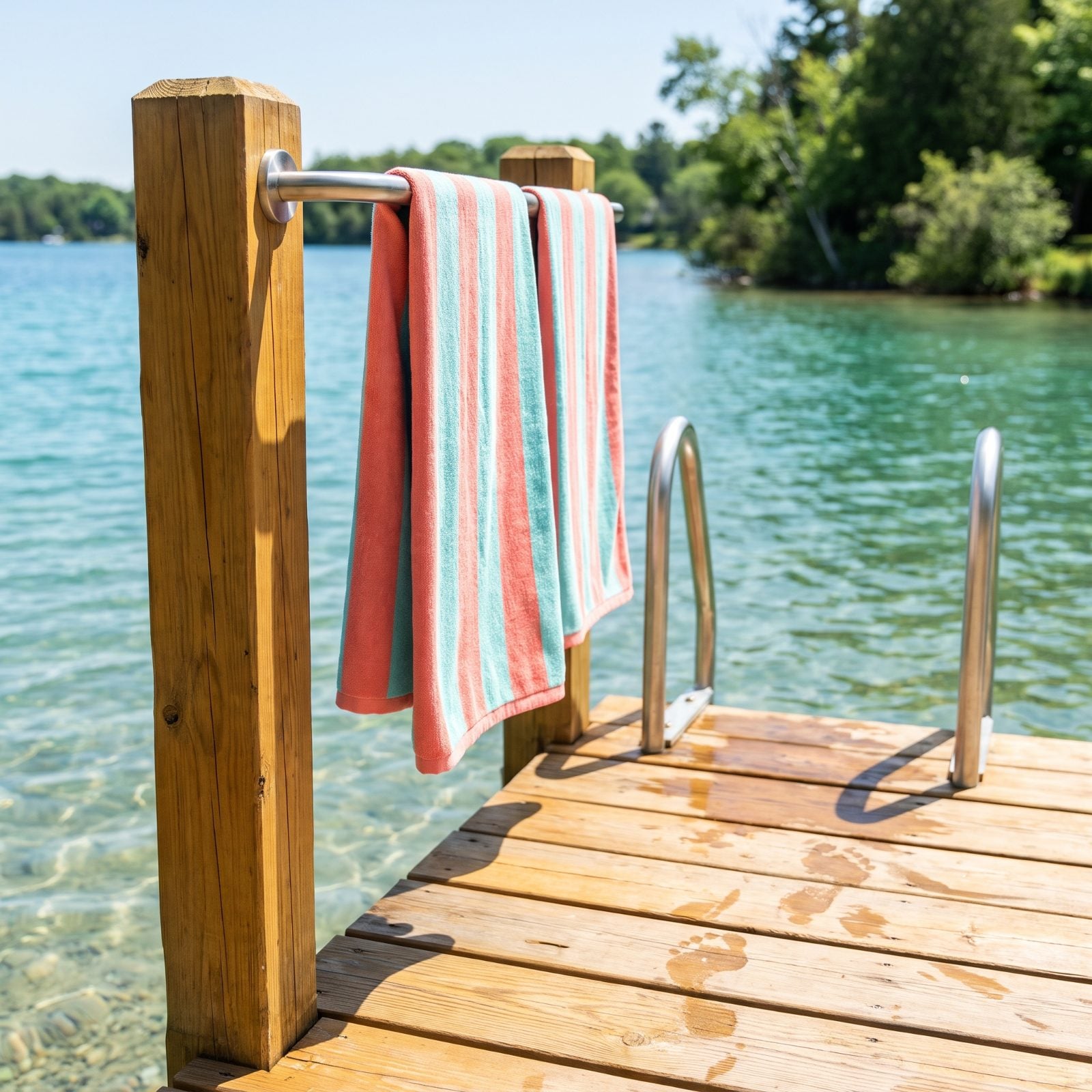 A Towel Rail Positioned Near the Swim Ladder