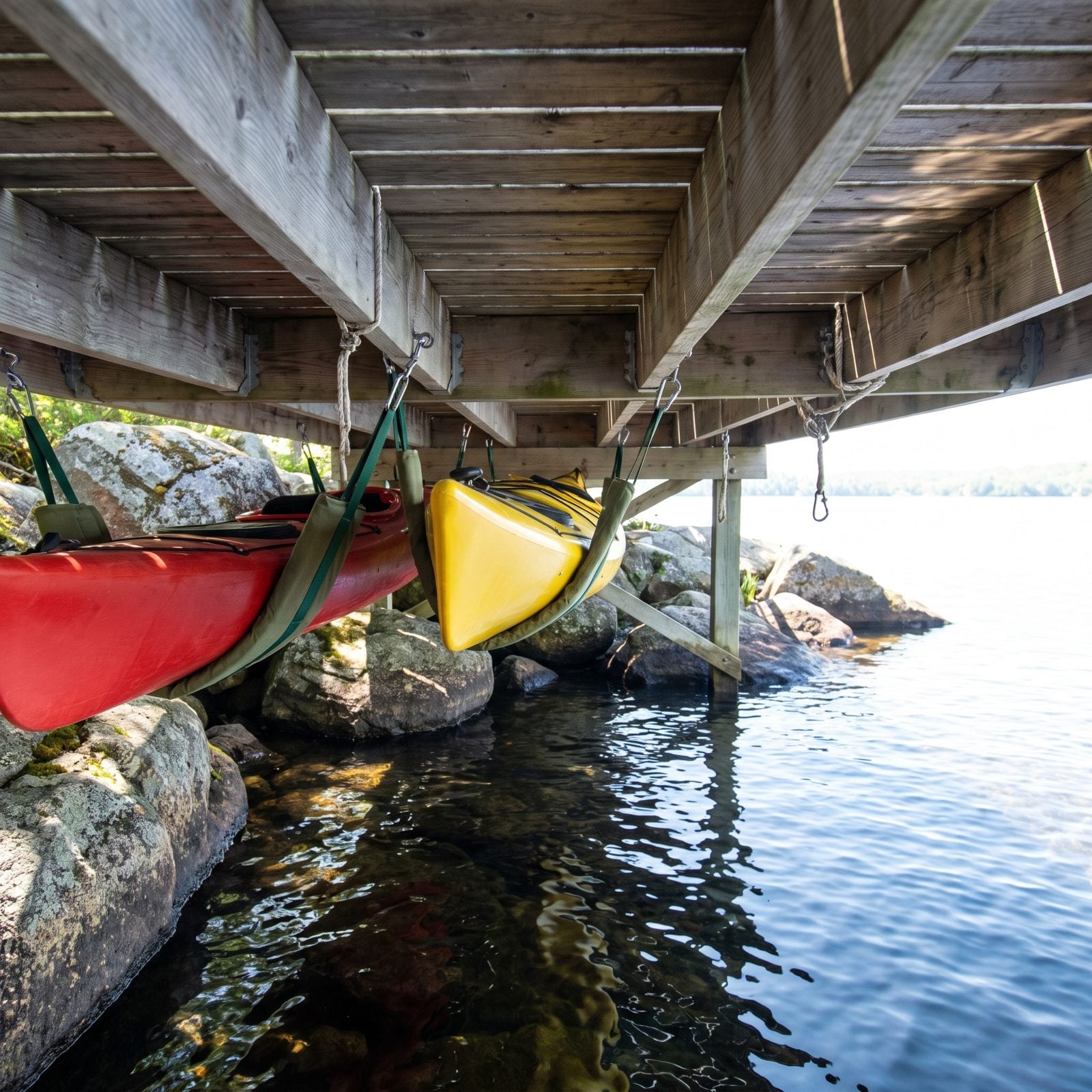 An Under-Dock Kayak Cradle That Frees Up Deck Space