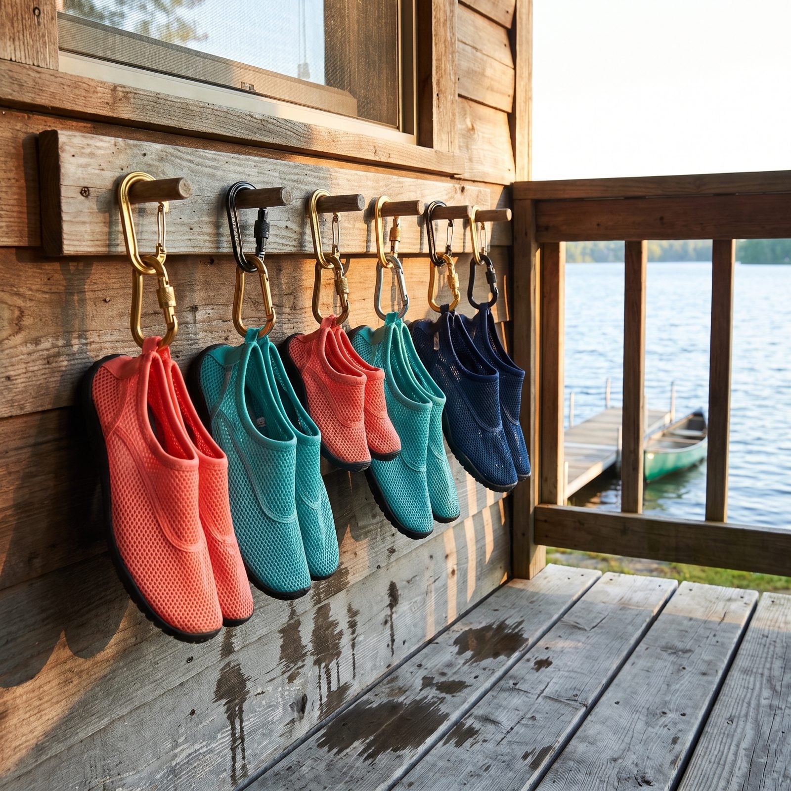 Use Carabiners to Pair Water Shoes