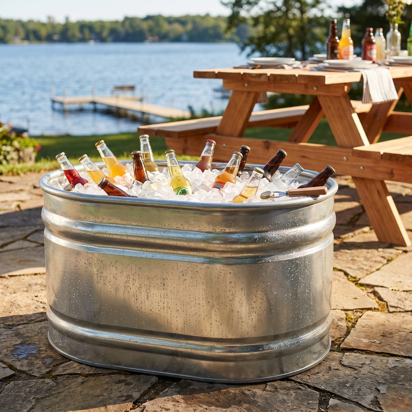 Use a Galvanized Stock Tank as an Ice Chest for Gatherings