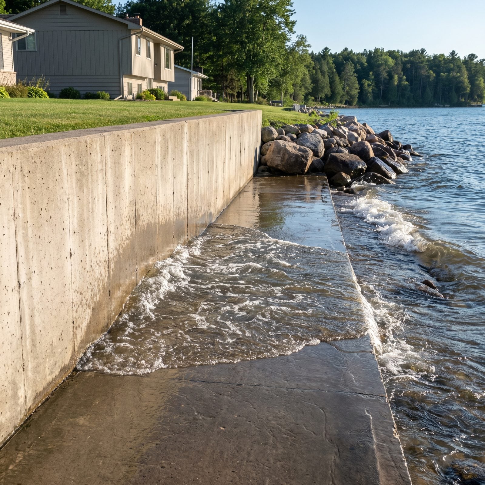 A Vertical Seawall Can Bounce Wave Energy Straight at the Neighbors
