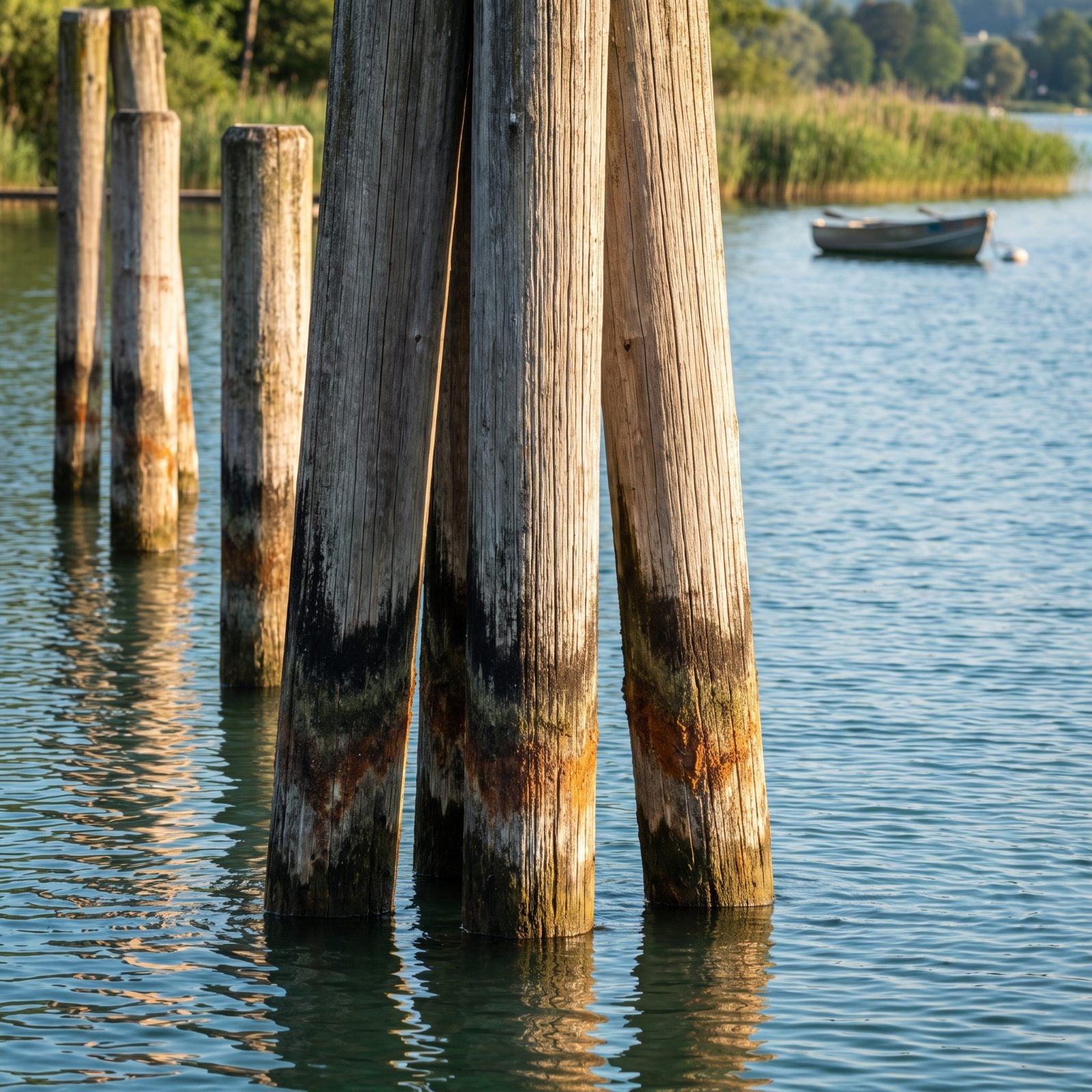 Water Marks on the Pilings Turn Into a Free Seasonal Gauge