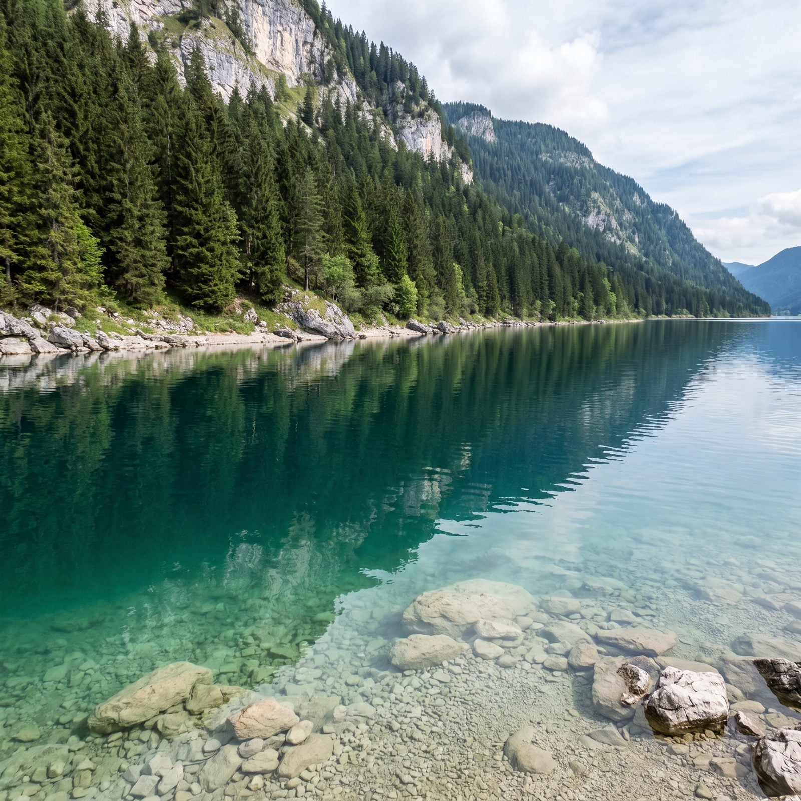 Weissensee, Austria, Blue-Green Water With Hardly a Building in Sight