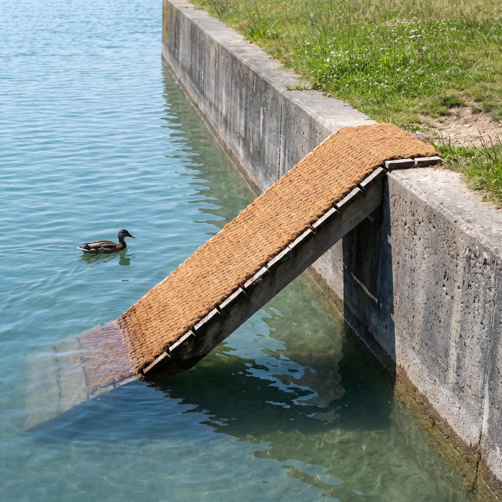 A Wildlife Escape Ramp Beside a Seawall