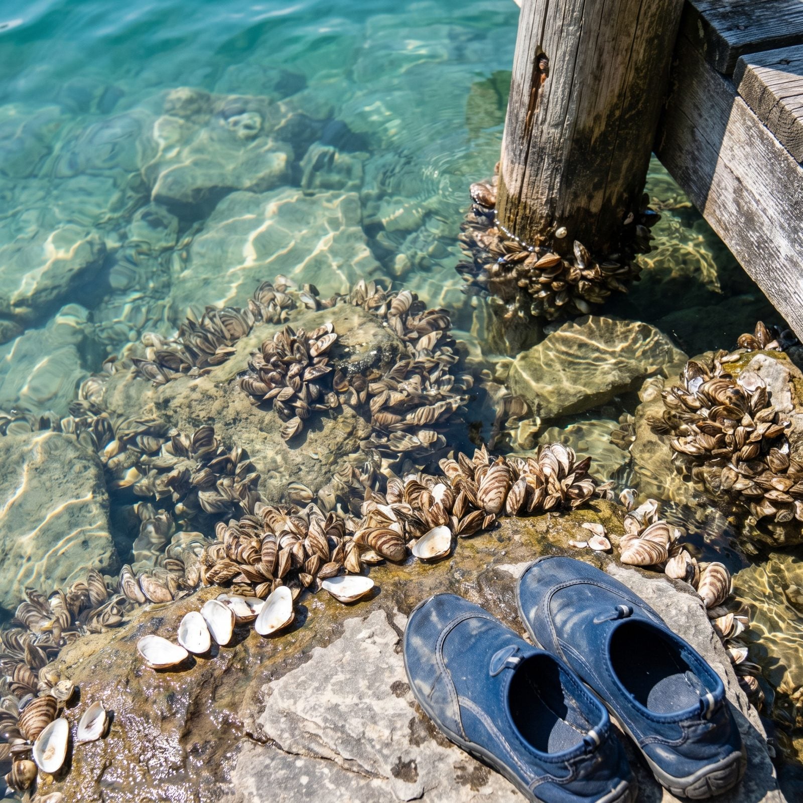Zebra and Quagga Mussel Shells Can Turn Wading Areas Razor-Sharp